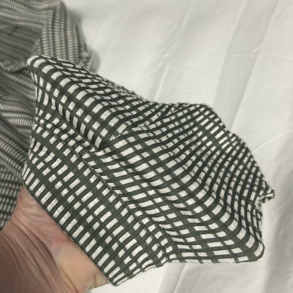 3rd + Malt Stretchy Button Up Green White Women’s Size Large Shirt Career Office - Picture 3 of 9